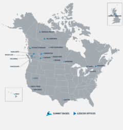A map of Summit Air and Helicopter bases